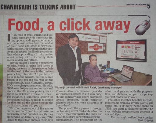 Food, a click away – Times Of India Coverage